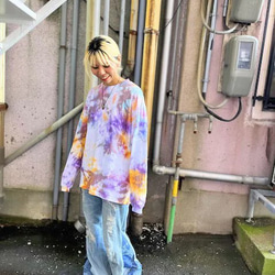 タイダイ染め ビックシルエット 長袖Ｔシャツ Lサイズ　HIPPIES DYE HD21-19 2枚目の画像