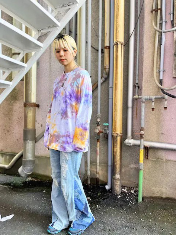 タイダイ染め ビックシルエット 長袖Ｔシャツ Lサイズ　HIPPIES DYE HD21-19 5枚目の画像