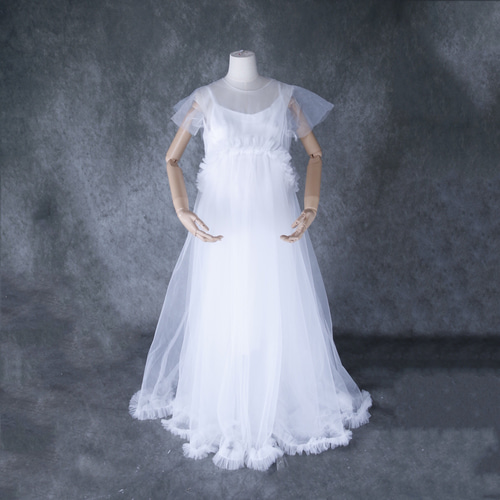 送料無料！パーティードレス 妊婦 オフホワイト ツーピース ソフト  