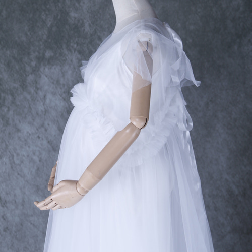 送料無料！パーティードレス 妊婦 オフホワイト ツーピース ソフト  