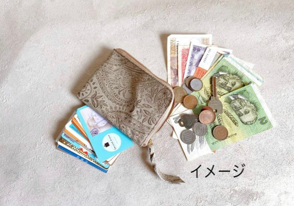 大きい L字財布 本革 カードケース  ペパーミント シルバー ローズ 6枚目の画像