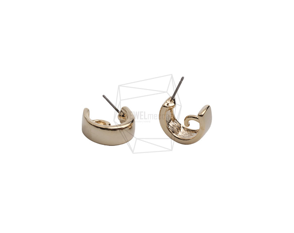 ERG-2610-G [2 件] 圓形耳環，圓形耳柱/15mm x 19.5mm 第2張的照片
