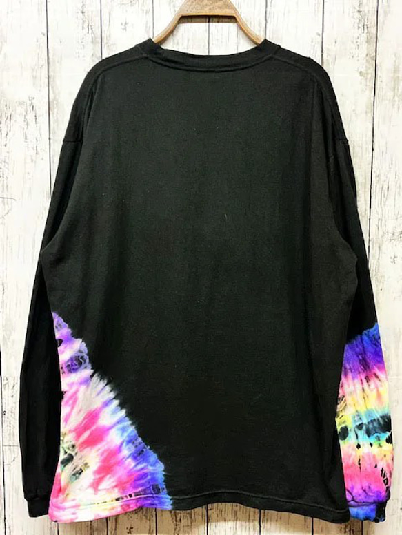 タイダイ染め ビックシルエット 長袖Ｔシャツ Lサイズ　ブラック　HIPPIES DYE HD21-20 8枚目の画像