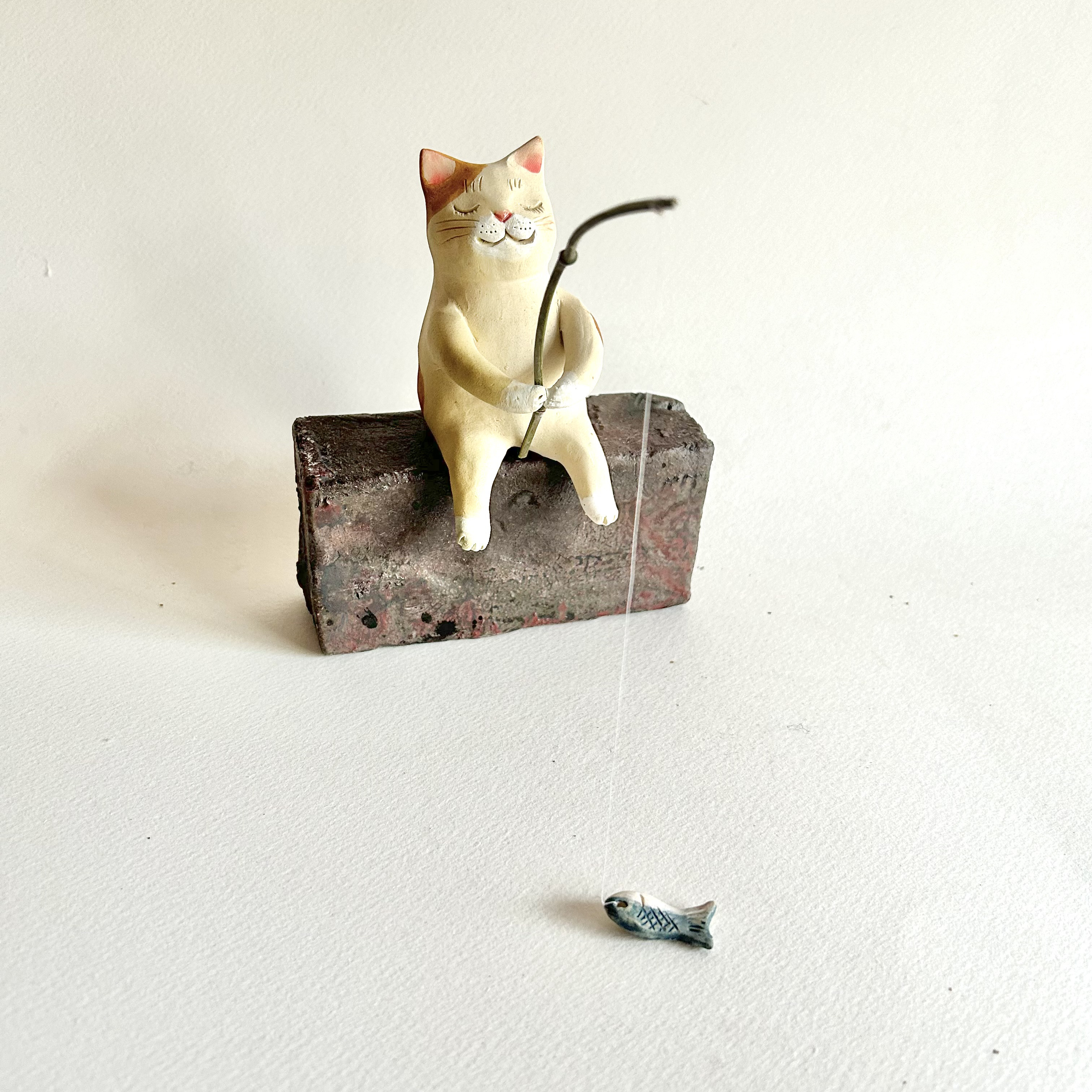 レア美品】仔猫 子猫 長納魚竹 長納魚丈 彫刻 ネコ置物 箱あり 送料込み