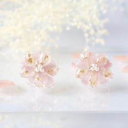 八重桜のピアス イヤリング 金属アレルギー対応【春色新作2024 桜