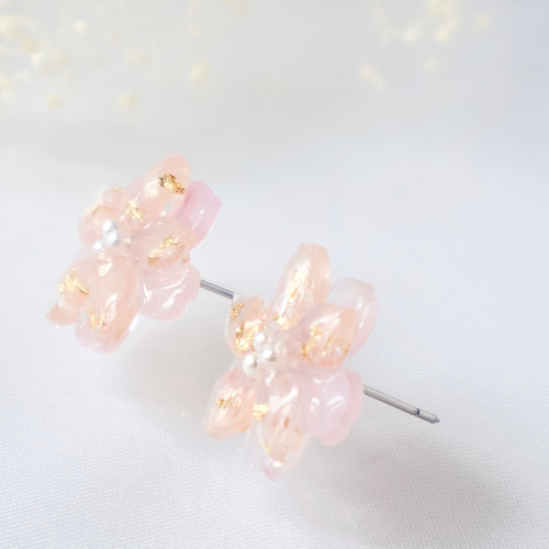 八重桜のピアス イヤリング 金属アレルギー対応【春色新作2024 桜