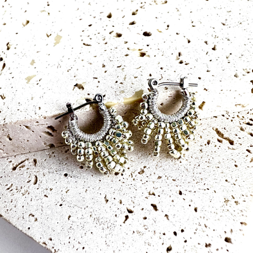 ビーズクロッシェ フープピアス ミニ（シルバーorゴールド