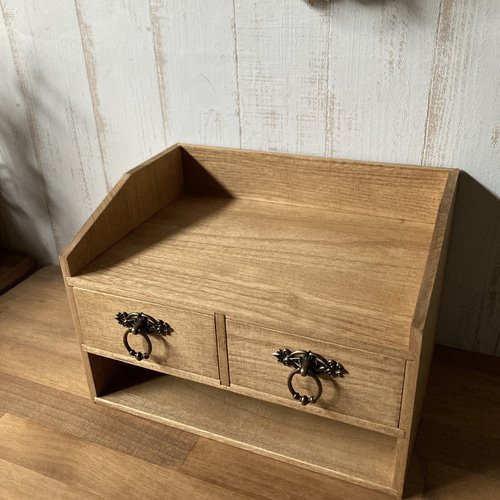 ナチュラルアンティーク風 デスク収納 【書類整理・引き出し付】 棚