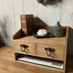 ナチュラルアンティーク風 デスク収納 【書類整理・引き出し付】 棚