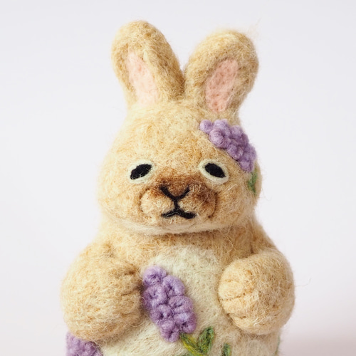 春眠暁を覚えず＊ラベンダーをまとう寝ぼけうさぎさんの置物 ギフト  