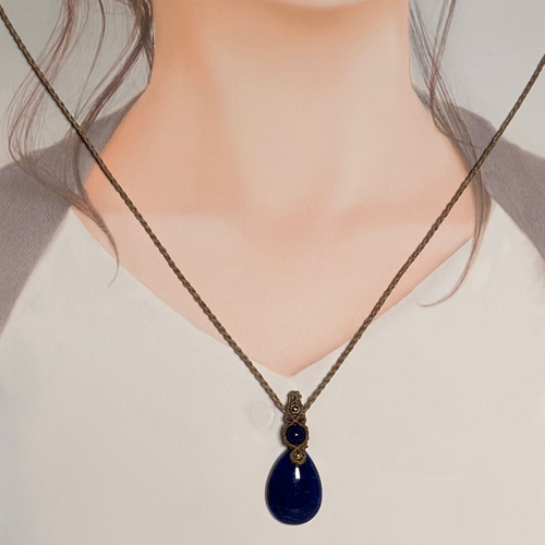 夜輝』ラピスラズリのマクラメペンダント ネックレス