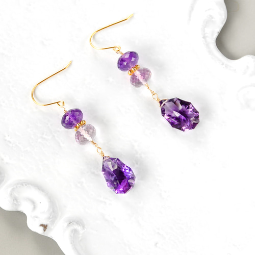 アメジストコンケーブカットピアスNO24-878-1 アメジストコンケーブカットピアスNO24-878-1 アメジストコンケーブ