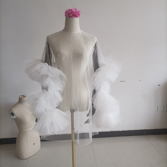 トップス ソフトチュール ラッフルフリル オフホワイト ウエディングドレス
