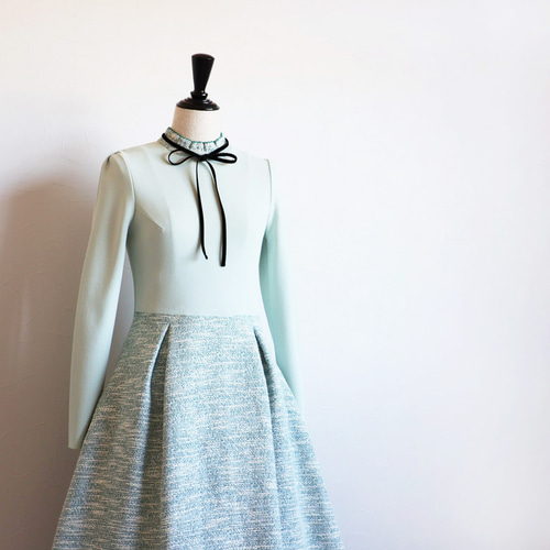 スタイルアップ効果抜群◎】ツイードドッキングワンピース【アイシー  