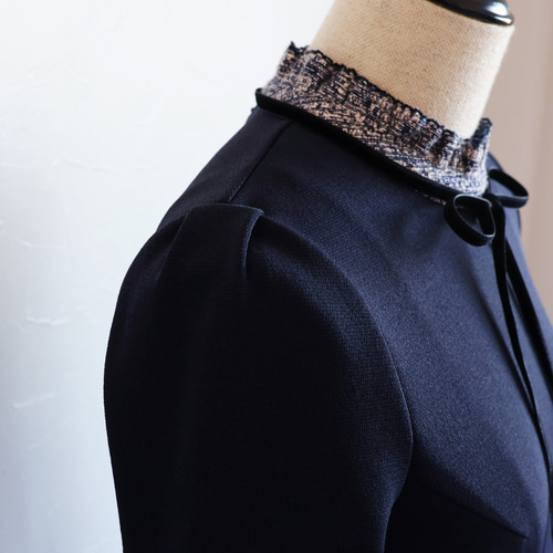 フォーマルなお席にも◎】リボン付き ツイード素材ドッキング