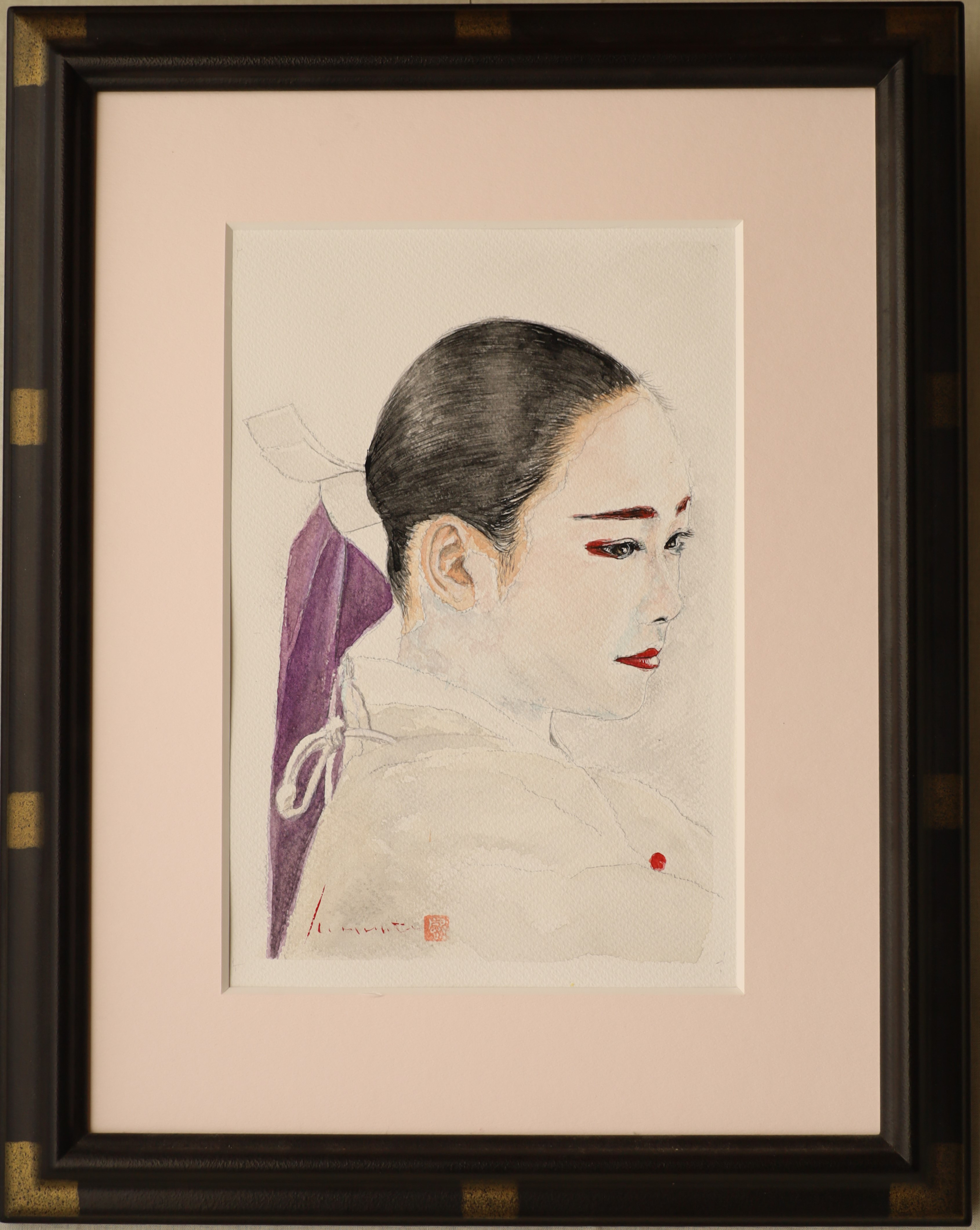 ◉真作保証 久下じゅんこ 水彩10号 原画『陽影の舞姫』1