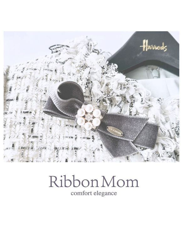 上質 ベルベット リボンブローチ 入学式 コサージュ 上品 別珍