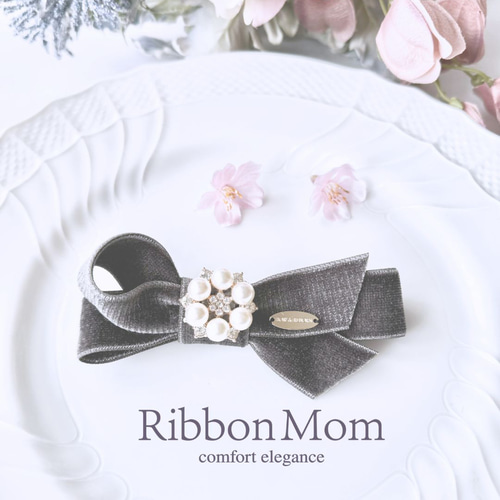 上質 ベルベット リボンブローチ 入学式 コサージュ 上品 別珍