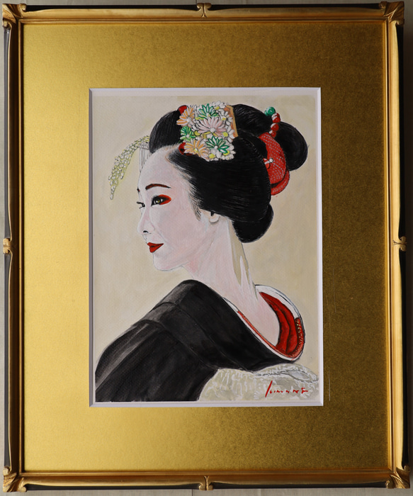 朧「おぼろ」 アクリル画・舞妓・ 原画 ※防カビ処理済 絵画 風