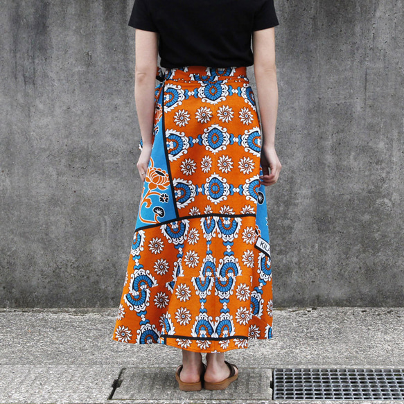 カンガの巻きスカート｜アフリカ布スカート ロングスカート アフリカンプリント 