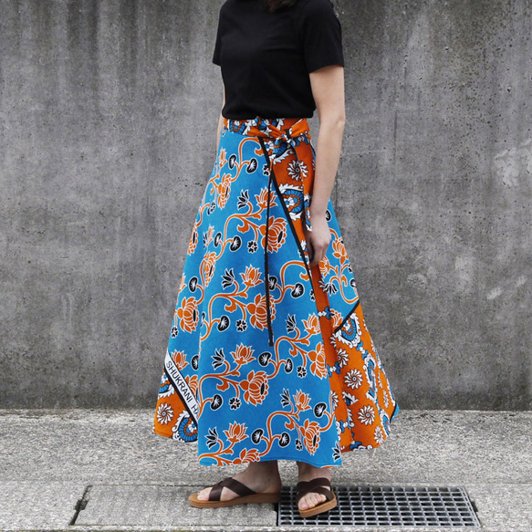 カンガの巻きスカート｜アフリカ布スカート ロングスカート アフリカンプリント 