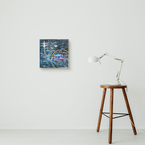 インディゴの楽園 / 抽象画 18×18㎝ S0 テクスチャ インテリア ギフト インディゴの楽園 - 抽象画 18×18㎝ 【S0】 原画1点のみ