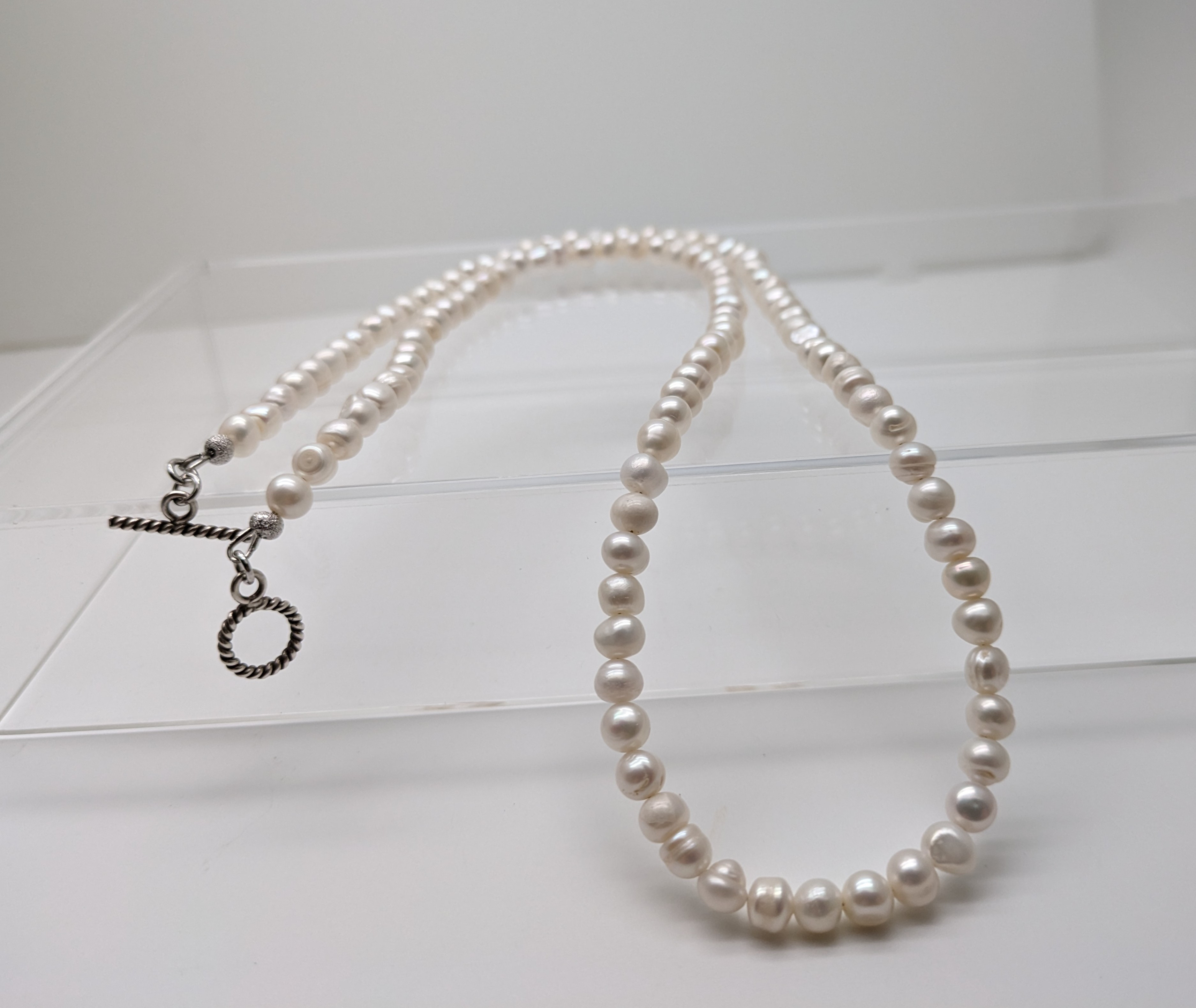 ✱天然石✱少し長めのパールネックレス