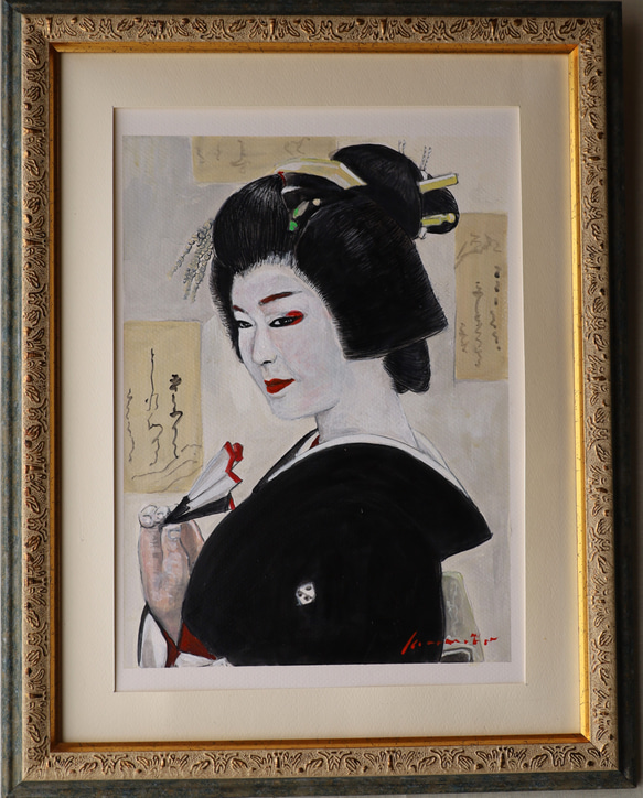 『小夜更けて (さよふけて）』　　アクリル肉筆画 小夜更けて「さよふけて」 アクリル画・舞妓・ 原画 ※防カビ処理