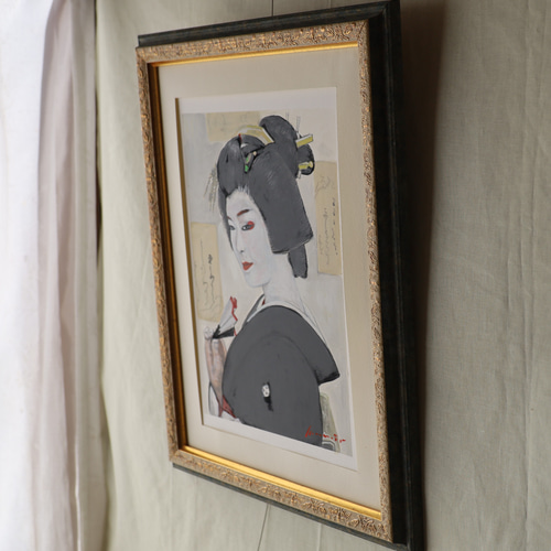 『小夜更けて (さよふけて）』　　アクリル肉筆画 小夜更けて (さよふけて）』アクリル肉筆画