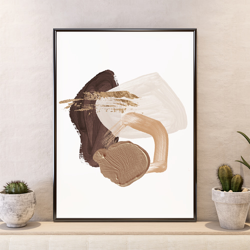 アートポスター シンプル抽象画 ベージュ×ブラウン×ゴールド アース