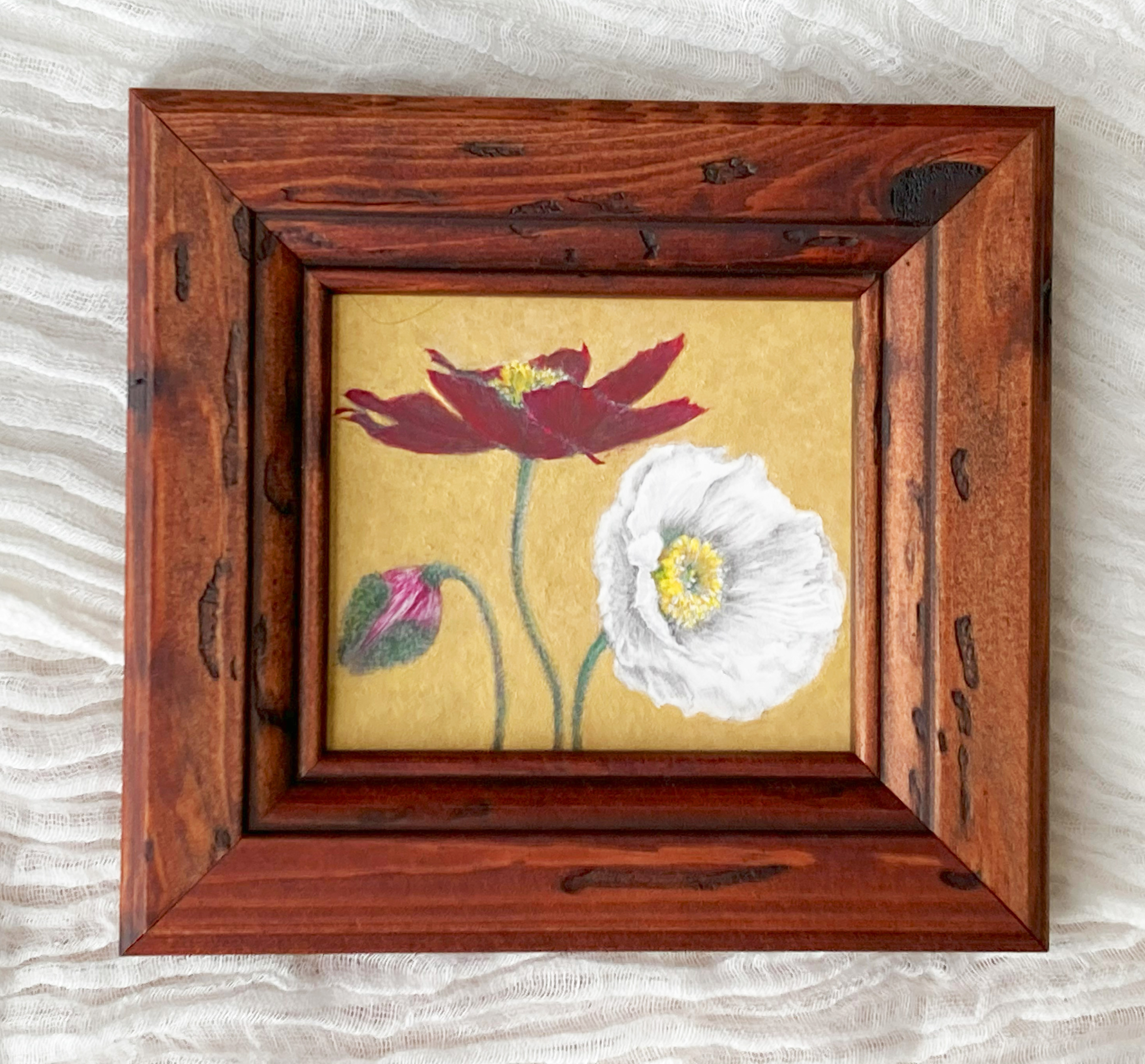 ビバリージーン作「オリエンタルポピー」プリント　額縁付き