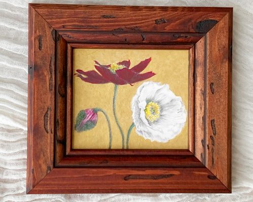 ビバリージーン作「オリエンタルポピー」プリント　額縁付き f83029f6e8dd0475004081ec93d2f4