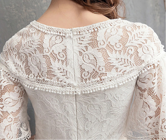 マーメイド フレア袖　刺繍　ウエディングドレス　前撮りドレス　二次会（WD242015） 7枚目の画像