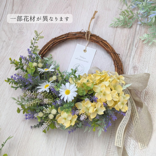 紫陽花とラベンダーのナチュラルリース｜きれいが続く夏に