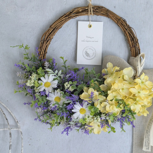 ◆紫陽花リース◇ナチュラルリース◇プレゼント 紫陽花リース 紫陽花 ドライフラワーリース ハーフリース