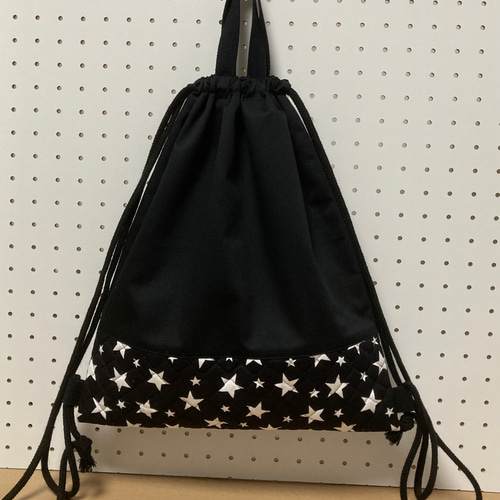ナップサック型☆お着替え袋（グレー×黒の星） アディダス