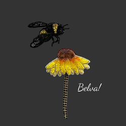 ビーズ刺繍のブローチ　- 花と蜂-flower& bee 2枚目の画像