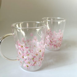 春を感じる桜のグラスマグカップ(耐熱グラス) 3枚目の画像