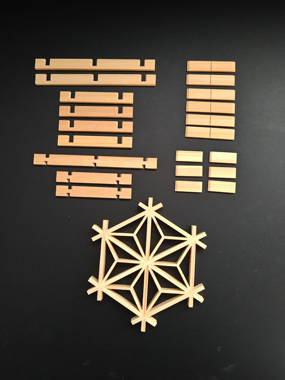 麻の葉 組子 キット 木工 木工品 プレート コースター 1枚目の画像