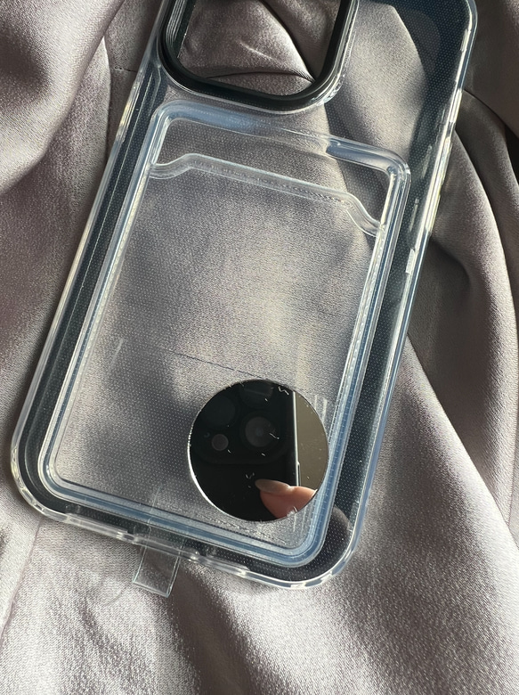 情人節套裝（附卡槽的 iPhone 手機殼迷你鏡子，含肩帶夾） 第3張的照片