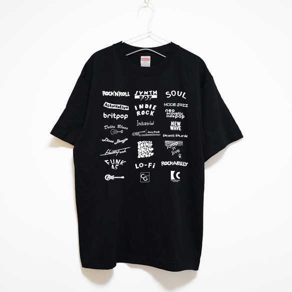 色々な音楽ジャンルをプリントした音楽系Tシャツ プレミアム生地 