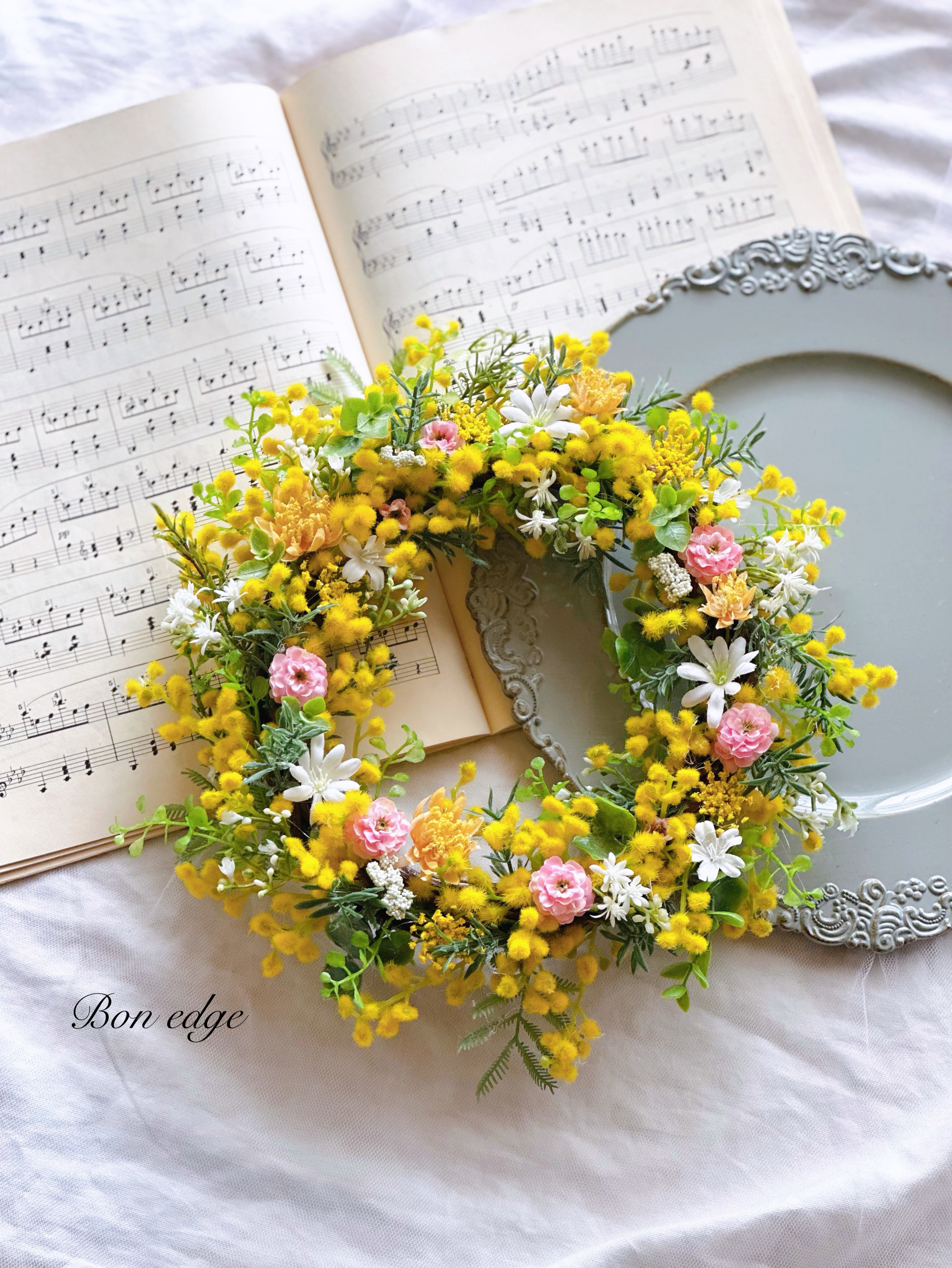 【受注制作】ミモザと小花の春リース