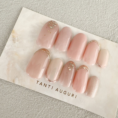 シンプル ピンク色 ネイルチップ 結婚式お呼ばれ 入学式 卒業式 自爪風