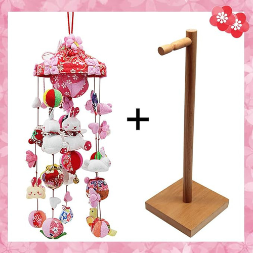 OKBABY つるし雛 つるし飾り 吊るし飾り 天然木製台付 44cm OKBABY つるし雛 つるし飾り 吊るし飾り 天然木製台付 44cm