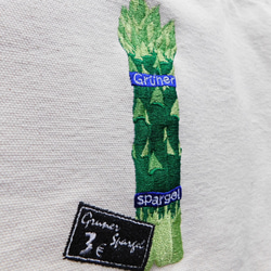 アスパラガスのオリジナル刺繍入りスィッチングトートバッグ　2WAYトートバッグ 2枚目の画像