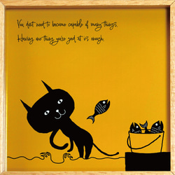 【額付き】 北欧　ネコ　猫　絵　絵画　アート　ポスター　黒猫　イラスト　グッズ　猫モチーフ　雑貨「ねこのひげ　0049」 6枚目の画像
