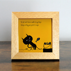【額付き】 北欧　ネコ　猫　絵　絵画　アート　ポスター　黒猫　イラスト　グッズ　猫モチーフ　雑貨「ねこのひげ　0049」 1枚目の画像