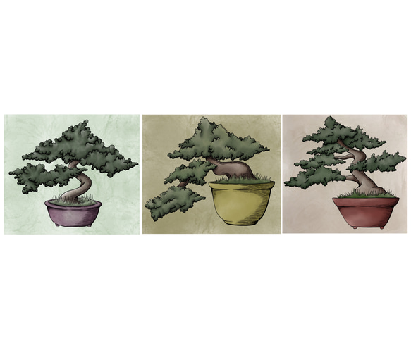 Bonsai Sticker Set (3 piece) - 盆栽のシールセット(３枚） 2枚目の画像