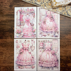 【EP127】コラージュ素材 ビクトリアン ピンク ドレス 5枚目の画像