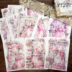 【EP127】コラージュ素材 ビクトリアン ピンク ドレス 1枚目の画像